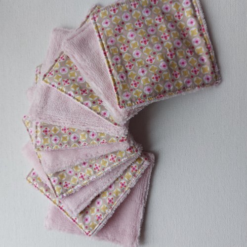 Lingettes démaquillantes motifs géométrique  en lot de 10