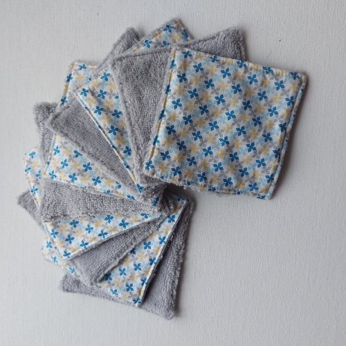 Lingettes démaquillantes motifs géométrique gris   en lot de 10