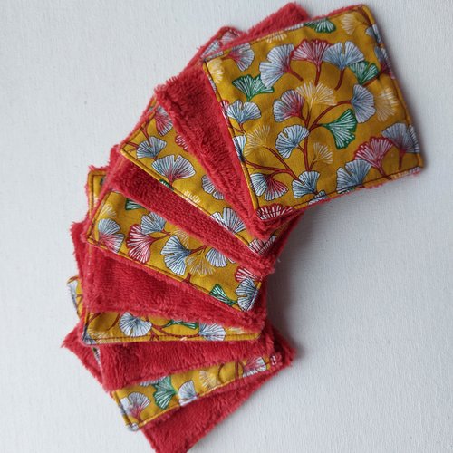 Lingettes démaquillantes motifs fleurs ginkgo   en lot de 10