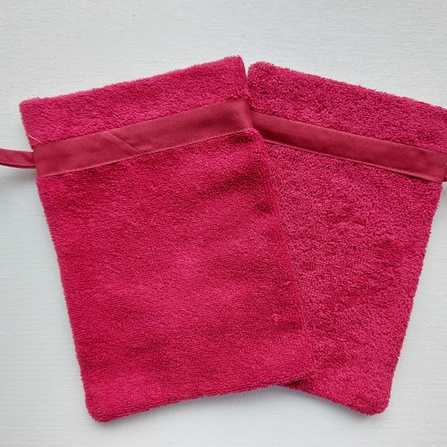 Gants de toilette adulte avec un revers   ( bordeaux  )