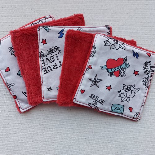 Lingettes démaquillantes motifs st valentin  en lot de 5     n°21