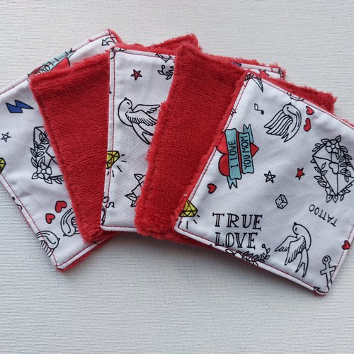 Lingettes démaquillantes motifs st valentin  en lot de 5     n°22
