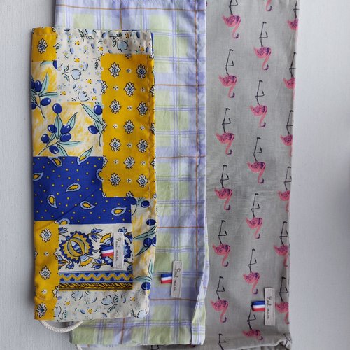 Sac à vrac  en tissus réutilisable vendu en 1 lot de 3 sacs   lot n° 2