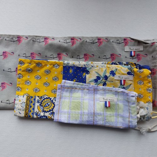 Sac à vrac  en tissus réutilisable  vendu en 1 lot de 3 sacs  lot n° 4