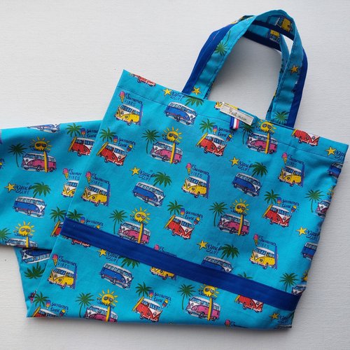 Sac à pain réversible ( motifs vacances) long doublé