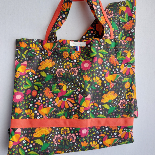 Sac à pain ( motifs oiseaux l) long doublé