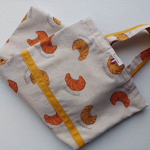 Sac à pain réversible ( motifs  croissants) long doublé