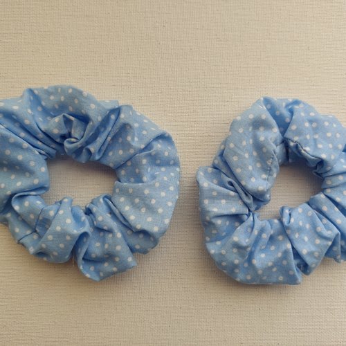 Chouchous pour cheveux adulte  2 pièces à pois  blanc