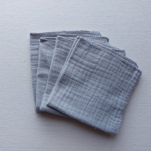 Mouchoirs  double gaze gris perle vendu en 1 lot de 4 pièces