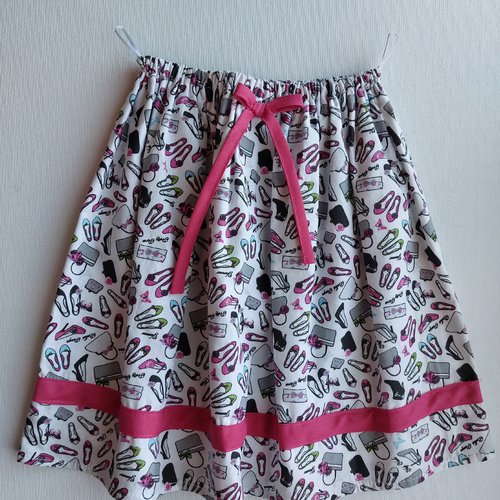 Jupe  doublée enfant taille élastiquée broderie 3/4 ans