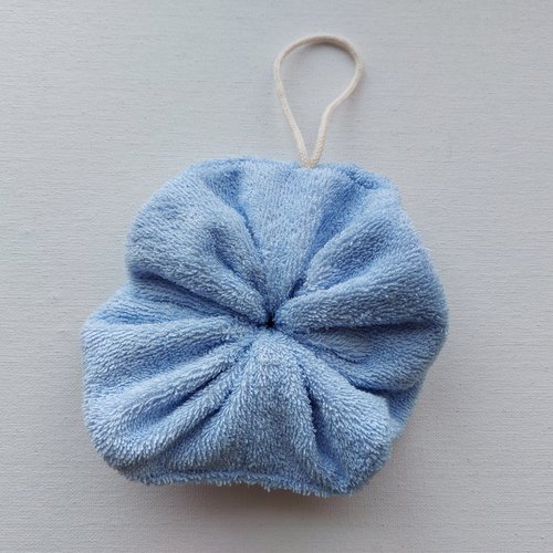Fleur de douche  en coton éponge 360 gr bleu ciel