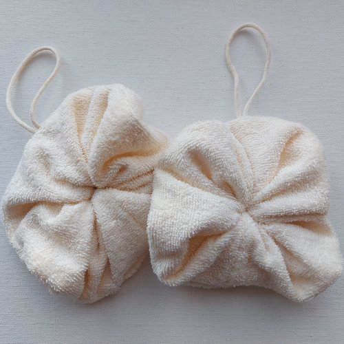 Fleur de douche  en coton éponge 360 gr écru vendu en 1 lot de 2 pièces