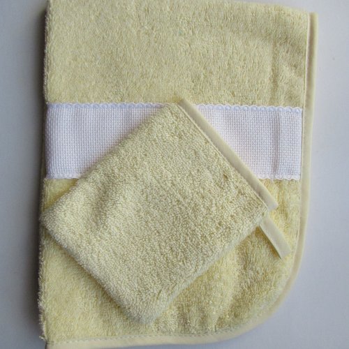 Serviette de toilette enfant jaune + 1 gant