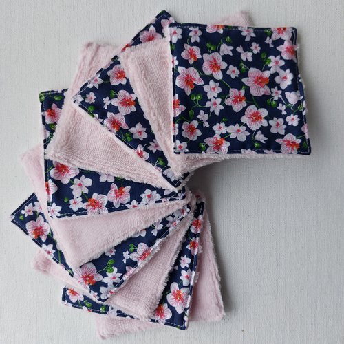 Lingettes démaquillantes  fleurs roses et rouges (10 )