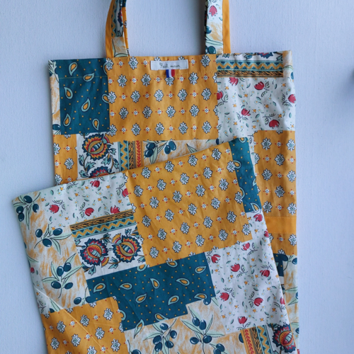 Sac à pain  ( motifs olives ) long coin vert