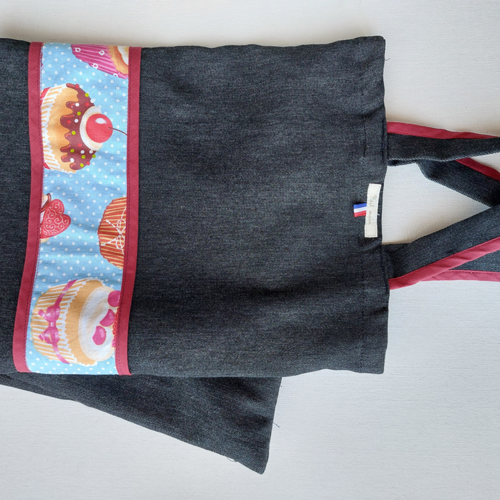 Sac à pain réversible motifs cup cake long