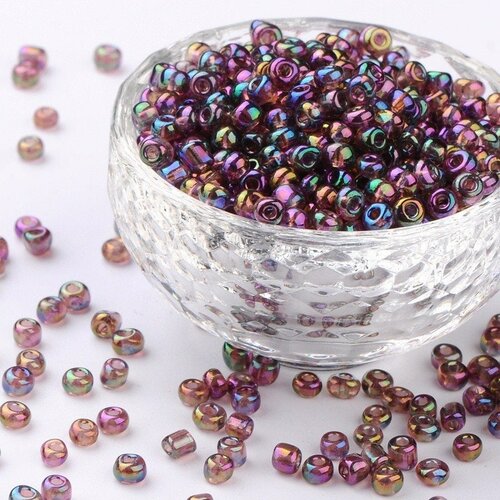 1000 perles de rocaille multicolore violet bleu vert ø 2 mm 12/0 - creation bijoux
