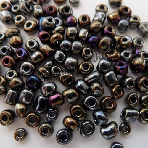 500 perles de rocaille noir /  bronze ø 4 mm 6/0 (36 grs) - creation bijoux