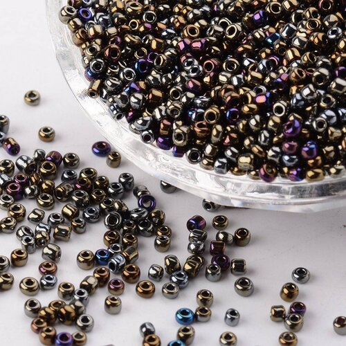 1000 perles de rocaille noir / bronze ø 2 mm 12/0 - creation bijoux