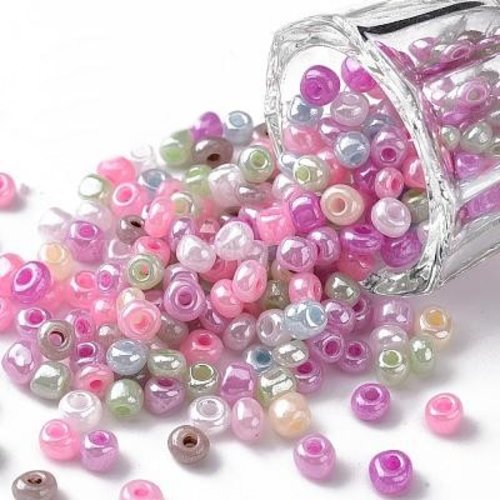 500 perles de rocaille multicolore pastel ø 4 mm 6/0 (36 grs) - creation bijoux