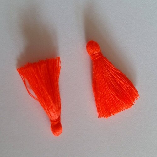 Lot de 3 breloques pompons glands  orange 25 mm - creation bijoux perles