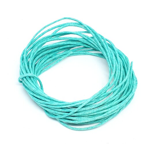 4 mètres de fil cordon coton cire vert turquoise diamètre 1 mm - création bijoux perles