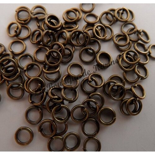 250 anneaux ouverts 4 mm metal bronze - creation bijoux perles
