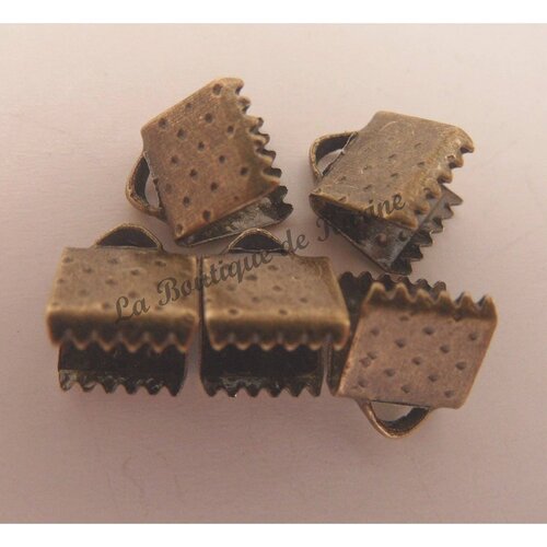 30 embouts pinces attache rubans metal bronze 8 x 6 mm - creation bijoux perles