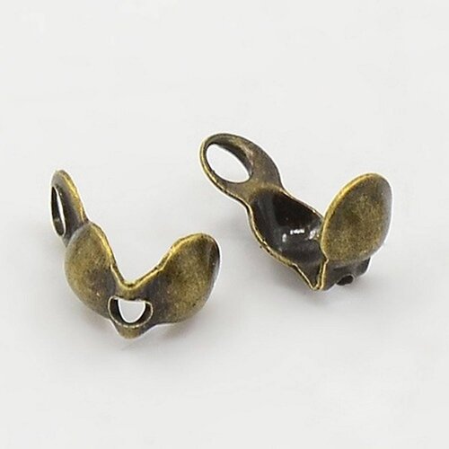 100 embouts cache noeuds a plier metal bronze 9 x 3 mm boucle ouverte - creation bijoux perles