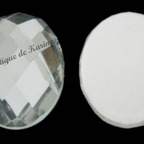 20 perles strass cabochon ovale à coller acrylique transparent 13 x 18 mm - creation bijoux perles