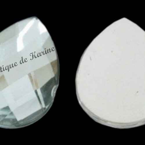 20 perles strass cabochon goutte a coller acrylique transparent 13 x 18 mm - creation bijoux perles