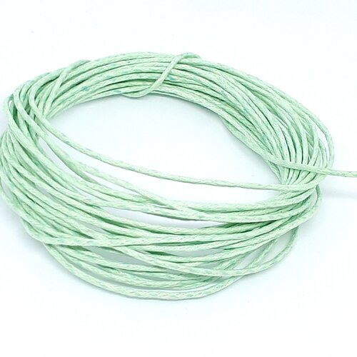 4 mètres de fil cordon coton cire vert clair diamètre 1 mm - création bijoux perles