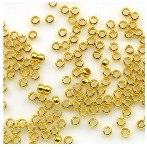 300 perles a ecraser rondes metal dore diametre 2 mm - creation bijoux perles