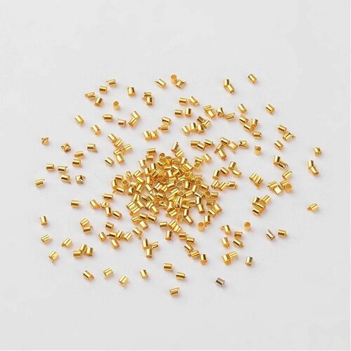 300 perles à ecraser tube metal dore 1,5 mm - creation bijoux perles