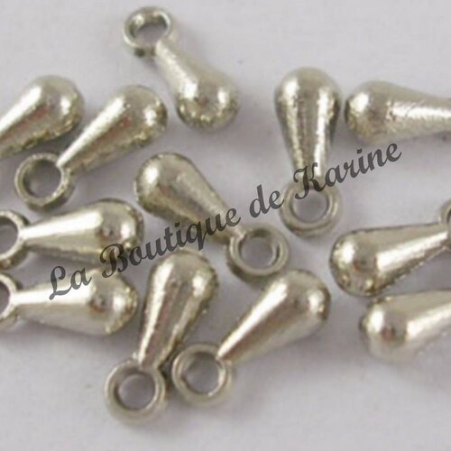 60 perles breloques goutte metal argente - creation bijoux