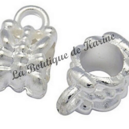 5 belieres anneaux metal argente clair pour bracelet charms - creation bijoux perles