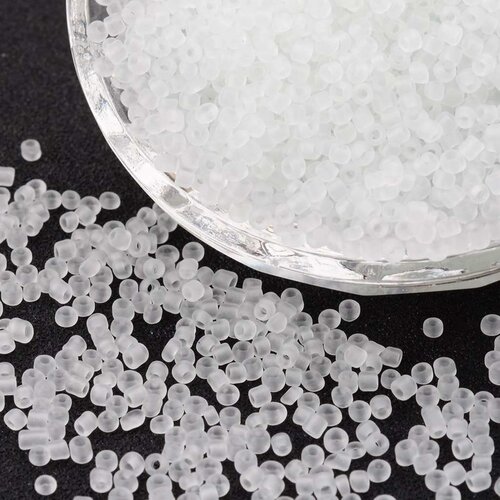 1000 perles de rocaille blanc transparent mat givré ø 2 mm 12/0 - creation bijoux