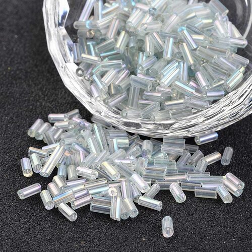 Lot de 500 perles de rocaille tube transparent avec reflets multicolores 5 mm diamètre 1,8 mm - creation bijoux