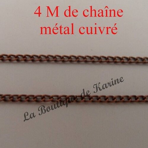 4 m de chaine tres fine metal cuivre 2 x 1 mm - creation bijoux perles