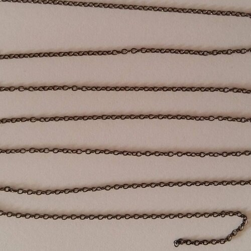 2 m de chaine metal argente fonce 1,5 x 2 mm tres fine - creation bijoux perles