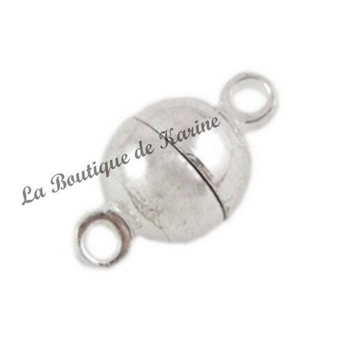 5 fermoirs magnetiques aimante metal argente clair 11 x 6 mm - creation bijoux perles