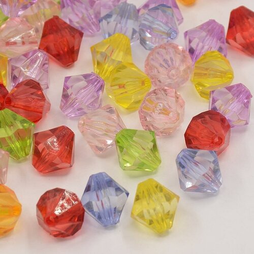 12 perles toupies resine multicolore 14 mm - creation bijoux