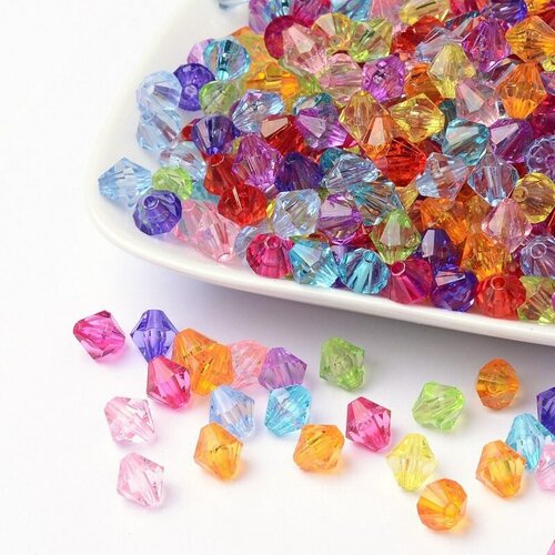 50 perles toupies resine multicolore 8 mm - creation bijoux