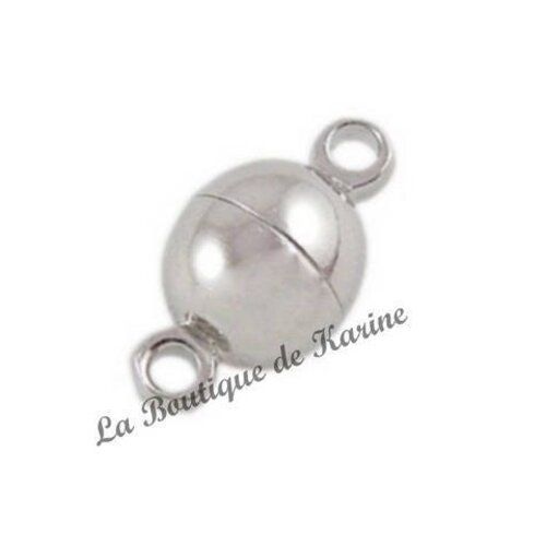 5 fermoirs magnetiques aimante metal argente 11 x 6 mm - creation bijoux perles