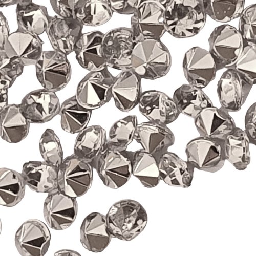 100 strass cabochons pointus brillants transparent à coller 3 x 2 mm - creation bijoux
