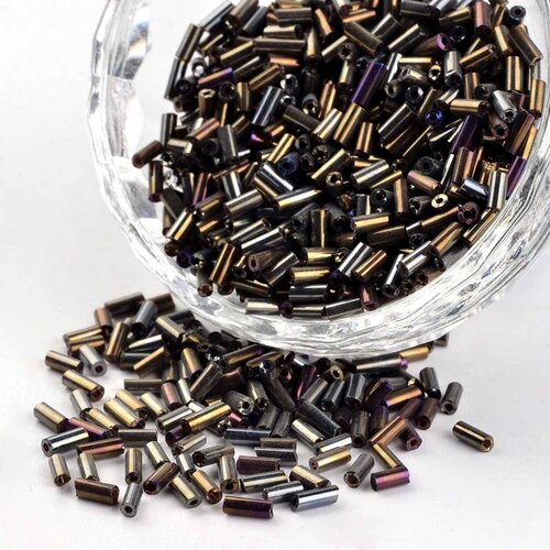 Lot de 500 perles de rocaille tube bronze - violet 5 mm diamètre 1,8 mm - creation bijoux
