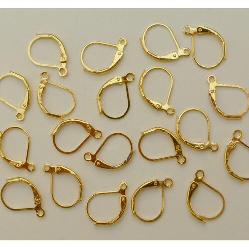 20 crochets dormeuses supports boucles d'oreilles metal dore 10x15 mm - creation bijoux perles