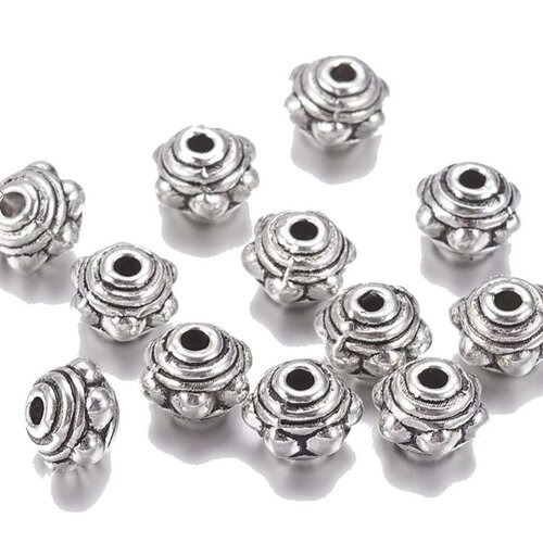 30 perles intercalaire metal argente 6 mm - creation perles