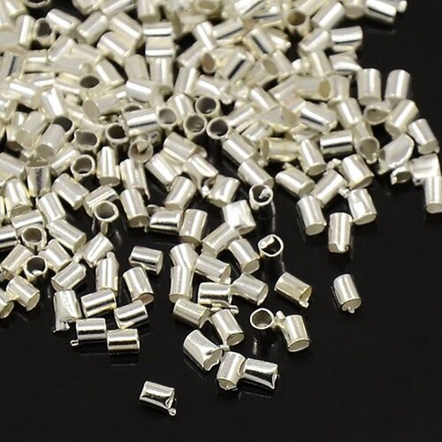 300 perles à ecraser tube metal argente clair 1,5 mm - creation bijoux perles