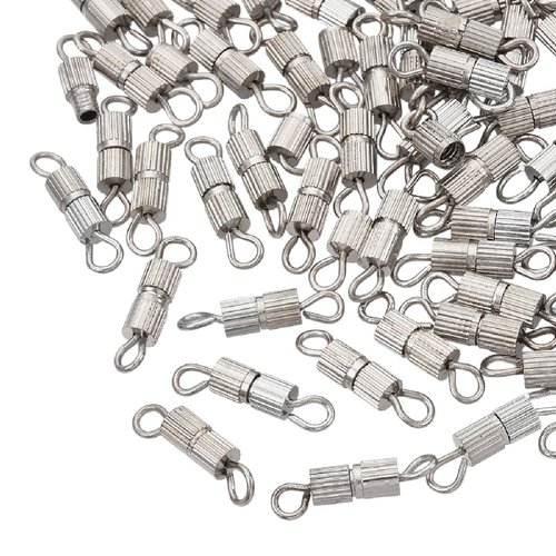 15 fermoirs a vis metal argente 8 x 4 mm - creation bijoux perles